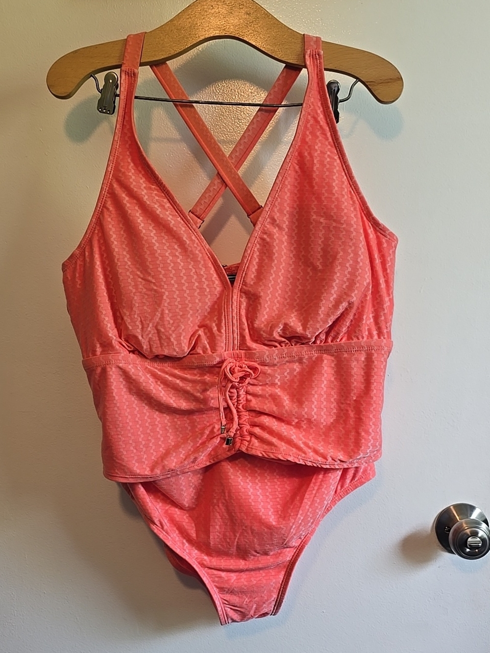 Terra & Sky Coral Pink Girls One-Piece Swimsuit with Ruched Front